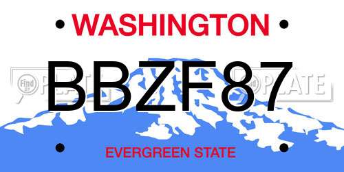 BBZF87 Washington License Plate