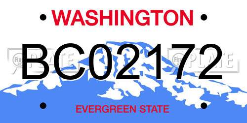 BC02172 Washington License Plate