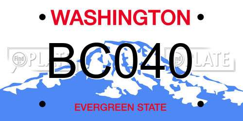 BC040 Washington License Plate