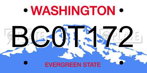 BC0T172 Washington License Plate