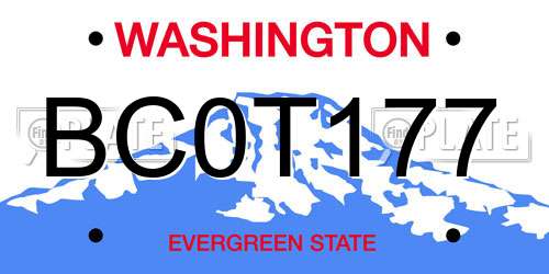 BC0T177 Washington License Plate