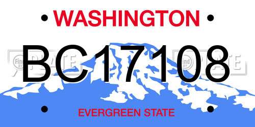 BC17108 Washington License Plate