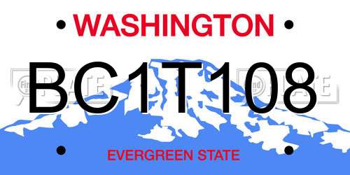 BC1T108 Washington License Plate