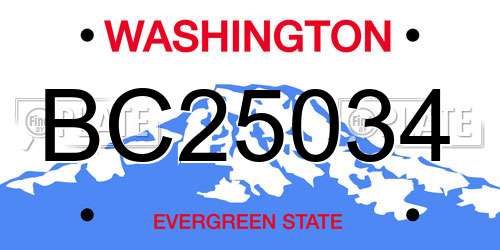 BC25034 Washington License Plate