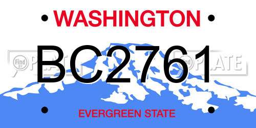 BC2761 Washington License Plate
