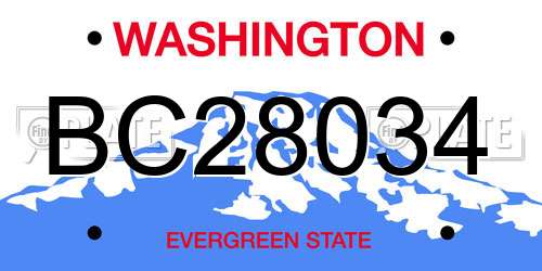 BC28034 Washington License Plate