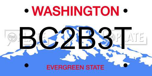BC2B3T Washington License Plate