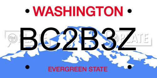 BC2B3Z Washington License Plate