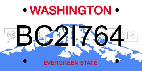 BC2I764 Washington License Plate