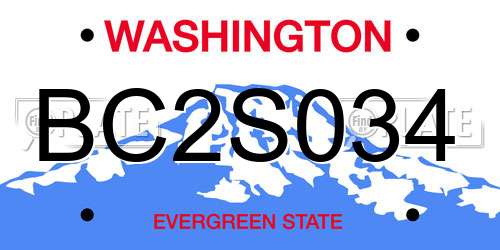 BC2S034 Washington License Plate