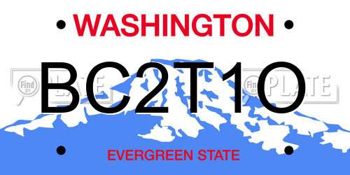 BC2T1O Washington License Plate