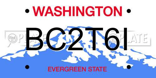 BC2T6I Washington License Plate