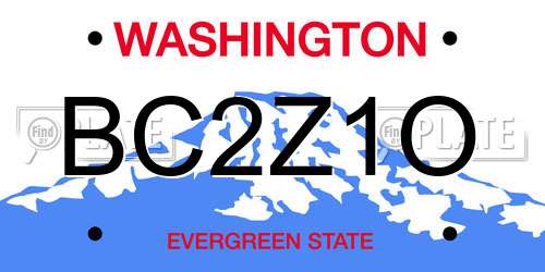 BC2Z1O Washington License Plate