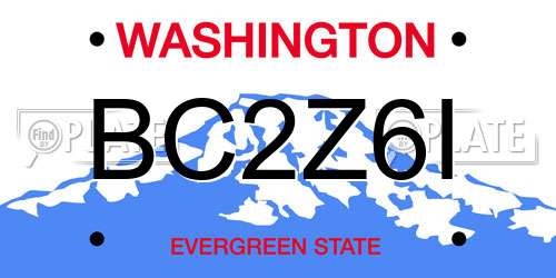 BC2Z6I Washington License Plate
