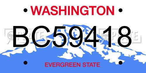 BC59418 Washington License Plate