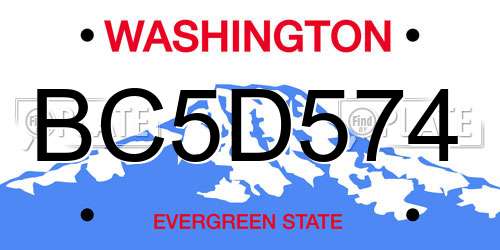 BC5D574 Washington License Plate