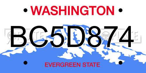 BC5D874 Washington License Plate