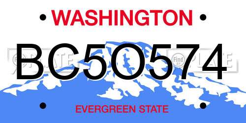 BC5O574 Washington License Plate