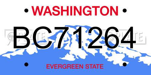BC71264 Washington License Plate