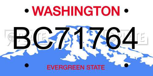 BC71764 Washington License Plate