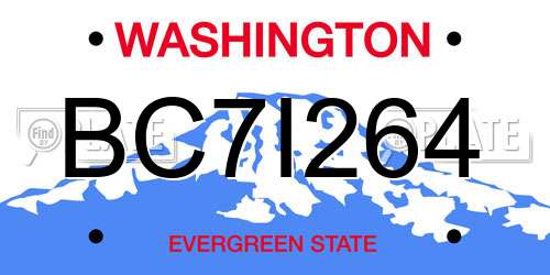 BC7I264 Washington License Plate