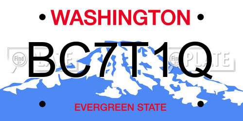 BC7T1Q Washington License Plate