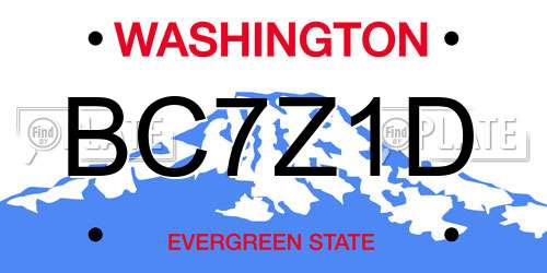 BC7Z1D Washington License Plate