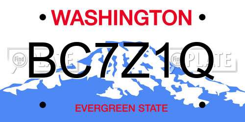 BC7Z1Q Washington License Plate