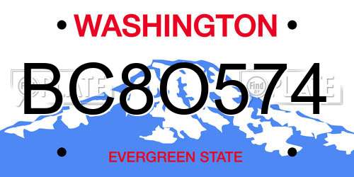 BC8O574 Washington License Plate