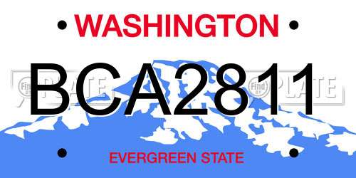 BCA2811 Washington License Plate