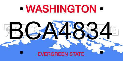 BCA4834 Washington License Plate