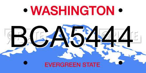 BCA5444 Washington License Plate