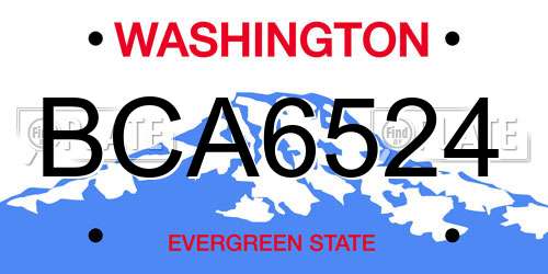 BCA6524 Washington License Plate