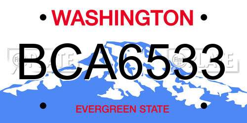 BCA6533 Washington License Plate
