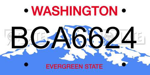 BCA6624 Washington License Plate