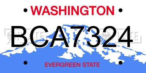 BCA7324 Washington License Plate
