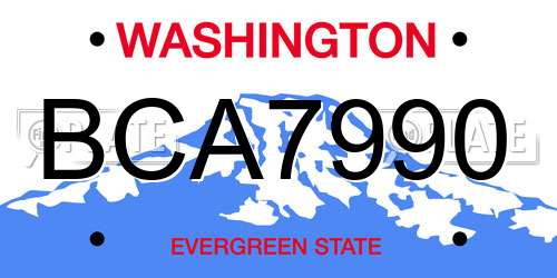 BCA7990 Washington License Plate