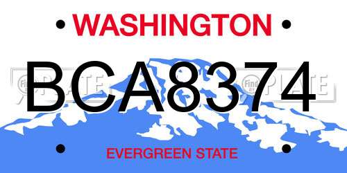 BCA8374 Washington License Plate