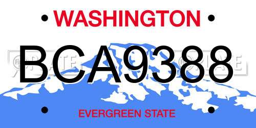 BCA9388 Washington License Plate