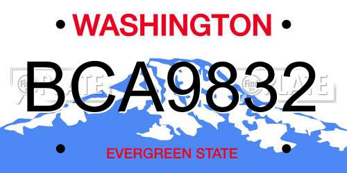 BCA9832 Washington License Plate