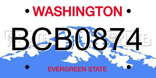 BCB0874 Washington License Plate