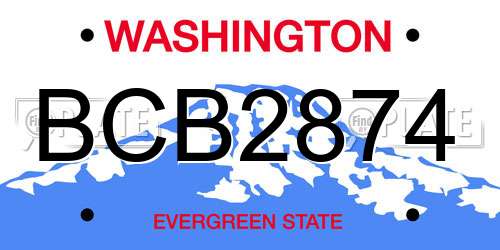 BCB2874 Washington License Plate