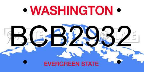 BCB2932 Washington License Plate