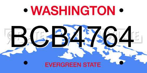 BCB4764 Washington License Plate