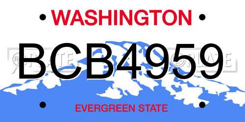 BCB4959 Washington License Plate