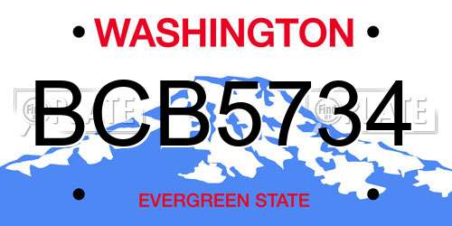BCB5734 Washington License Plate