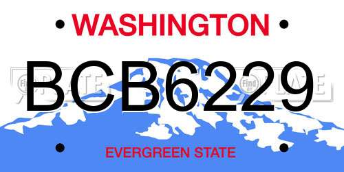 BCB6229 Washington License Plate
