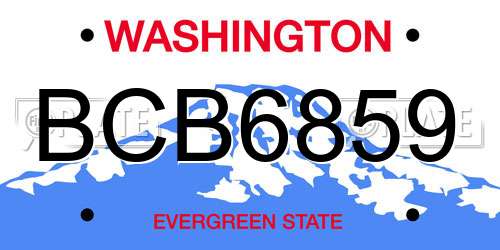 BCB6859 Washington License Plate
