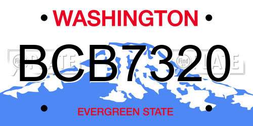 BCB7320 Washington License Plate