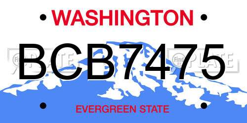 BCB7475 Washington License Plate